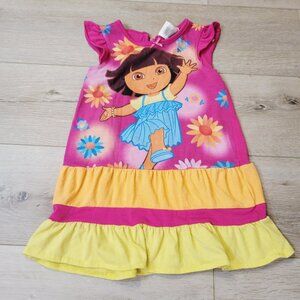 Vtg Y2K Nickelodeon Dora the Explorer Sz 4 Pajama Nightgown Missing Button